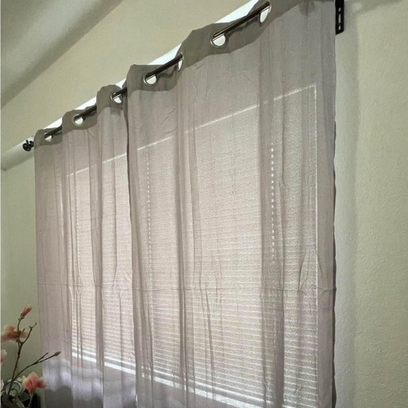 Gray Sheer Curtain Panels, x2 - Picture 2 of 2
